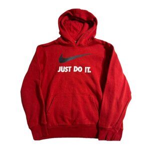 Nike Just Do It Youth Boy XL Activewear Athletic Sporty Red Hoodie with Slogan
